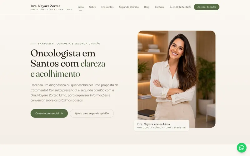 Página inicial do site dranayarazortea.com.br